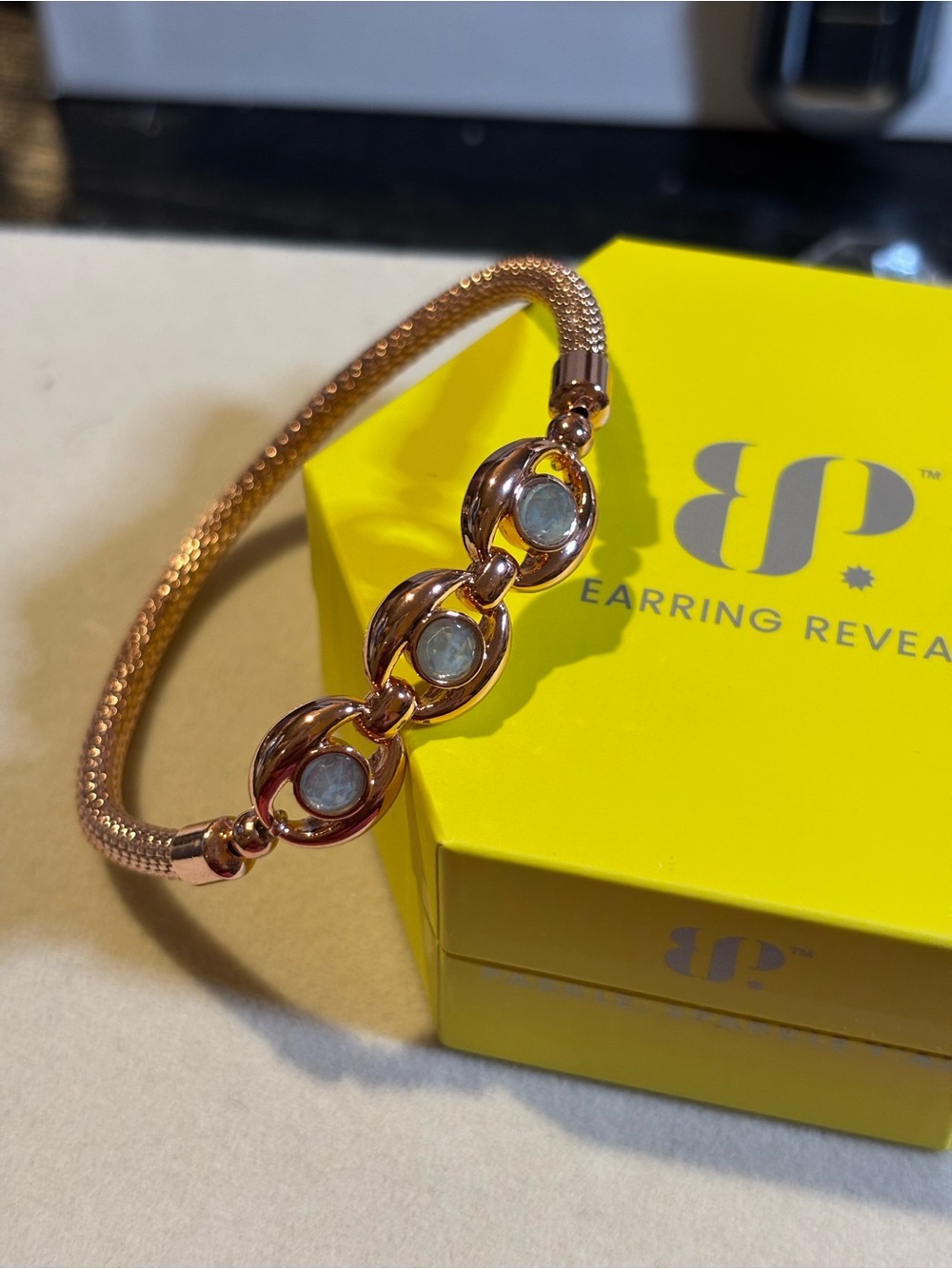 Bomb Party Rose Gold Tone Metal Stretch Bracelet
